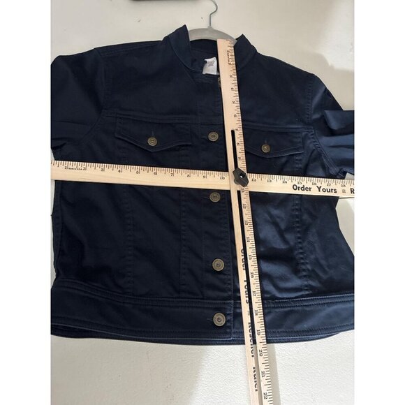 Liz Claiborne Jacket Womens Navy Blue Button-Up Cotton Blend Jacket Size S - Picture 7 of 7